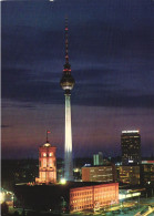 BERLIN, TOWER WITH CLOCK, ARCHITECTURE, CARS, NIGHT, GERMANY, POSTCARD - Other & Unclassified