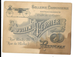 Perpignan. Publicité Cartonnée Julien Verrier 125 X 95 Mm. Sellerie, Carrosserie (A17p66) - Perpignan