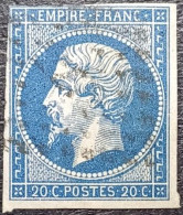 N°14A Napoléon 20c Bleu. Oblitéré Losange PC N°???? - 1853-1860 Napoleon III