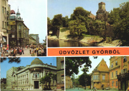 GYOR, MULTIPLE VIEWS, ARCHITECTURE, CAR, HUNGARY, POSTCARD - Hungary