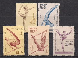 Russia USSR 1979 22nd Summer Olympic Games In Moscow.Gymnastic. Mi 4830-34 - Verano 1980: Moscu