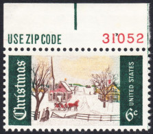 !a! USA Sc# 1384 MNH SINGLE W/ Plate-# (UR/31052) - Winter Sunday In Norway - Unused Stamps