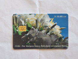 CUBA-(CU-ETE-0060)Flor Mariposa Blanca-(88)-($10.00)-(0002520713)-used Card+1card Prepiad Free - Kuba