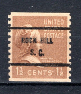 UNITED STATES Yt. 370Aa (*) Precancelled Rock Hill S.C. 1939 - Precancels