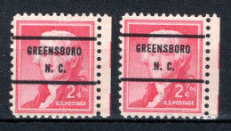 UNITED STATES Yt. 588 (*) Precancelled Greensboro N.C. 2 St. - Prematasellado