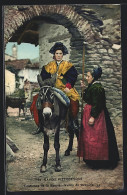 CPA Costumes De La Savoie, Vallee De Bessans, Femme En Costume Typique Avec Maultier  - Esel