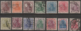 Deut. Reich: 1920, Mi. Nr. 140-53, Freimarken: Germania (VIII).  Gestpl./used - Used Stamps