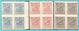 GREECE-GRECE - HELLAS 1928: (VL D81B-D82B & D84B) Postage Due  Lithographic Issue blocl/4 Compl. Set MNH** - Nuovi