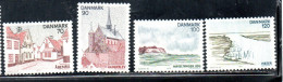 DANEMARK DANMARK DENMARK DANIMARCA 1975 SCENES Watchman SQUARE, Haderslev CATHEDRAL, Mogeltonde COMPLETE SET SERIE MNH - Unused Stamps