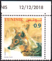 2018-Tunisie- Faune  Terrestre Et Maritime De La Tunisie ---  Chacal Doré -- 1V  Coin Daté -MNH***** - Tunisia