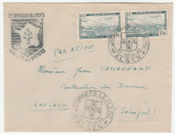 Lettre Avec Cachet Illustrée Croix De Lorraine 2ème Division Blindée, Journées Leclerc, Alger, 1948 - Brieven En Documenten