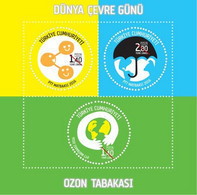 Turkey, Türkei - 2016 - World Environment Day, Round Stamps, Umbrella, Globe - 1.Mini S/Sheet, Block ** MNH - Ungebraucht