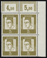 347yII Bed. Deutsche 5 Pf Dicke Walzenstriche Eck-Vbl. Or ** Postfrisch - Unused Stamps