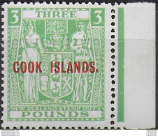 1932 Cook £3 Green Overprinted Bf MNH SG N. 98a - Sonstige & Ohne Zuordnung