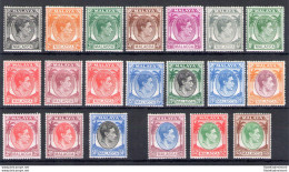 1949-52 Malacca, Stanley Gibbons N. 3-17, Serie Di 20 Valori - MH* - Altri & Non Classificati