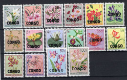CONGO 384/399 MNH 1960 - Bloemenreeks Opdruk Congo - Other & Unclassified
