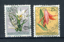 BEL. CONGO 304/305 Gestempeld  1952 - Veelkleurige Bloemen - Gebruikt