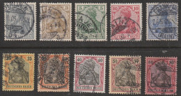 Deut. Reich: 1902, Mi. Nr. 68-77, Freimarken: Germania (III).  Gestpl./used - Used Stamps