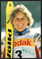 AK Skisportlerin Brigitte Oertli, Portrait, Autograph  - Deportes De Invierno