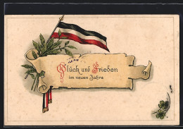 AK Deutsche Fahne Mit Lorbeer, Weihnachtsgruss  - War 1914-18