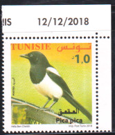 2018-Tunisie- Faune  Terrestre Et Maritime De La Tunisie ---  Pica Pica -- 1V  Coin Daté -MNH***** - Climbing Birds