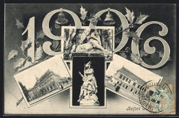 CPA Belfort, Monument, Löwen-Statue, Gebäude, 1906  - Belfort - Ville