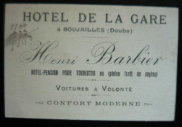 HOTEL DE LA GARE  Boujailles ( 25 ) Henri BARBIER - Petite Carte & Facturette Au Dos 12 X 8 Cm - Otros & Sin Clasificación
