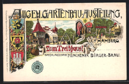 Lithographie Hamburg, Allgemeine Gartenbau-Ausstellung 1897, Zum Treibhaus  - Exhibitions