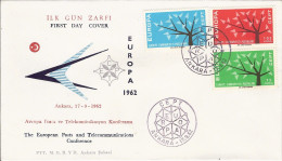 TURQUIE TYRKEY TURKIYE ANKARA ILK GUN ZARFI EUROPA CEPT 1962 FDC ERSTTAG 1 ER JOUR - 1962