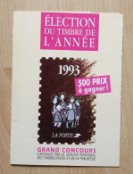 France - Grand Concours Organisé Par La Poste - Élection Du Timbre De L'année 1993 - Avec Réponse T - Documents De La Poste