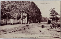 CPA  Circulée 1919, Cazeaux-Lac (Gironde) - La Gare.  (96) - Sonstige & Ohne Zuordnung