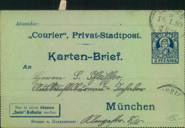 1899, MÜNCHEN:"Courier", Gebrachter Kartenbrief - Postes Privées & Locales