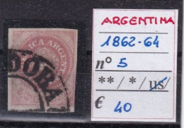 ARGENTINA 1862-64 N°5 USED - Ongebruikt