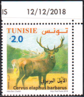 2018 - Tunisie - Faune Terrestre Et Maritime En Tunisie, ---  Cervus Elaphus ---- 1V Coin Daté   -MNH***** - Other & Unclassified