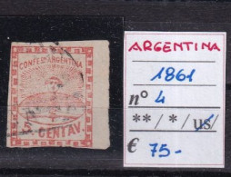 ARGENTINA 1861 N°4 USED - Ongebruikt