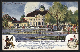 Künstler-AK Ulf Seidl: Wien, 1. Intern. Jagd-Ausstellung 1910, Wiener Restaurant  - Exhibitions
