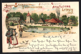 Lithographie Leipzig, Sächsisch-Thüringische Industrie- U. Gewerbe-Ausstellung 1897, Dorf  - Exhibitions