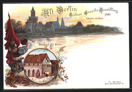 Lithographie Berlin, Gewerbe-Ausstellung 1896, Teil Des Alten Rathauses  - Exhibitions