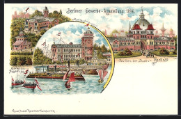 Lithographie Berlin, Gewerbe-Ausstellung 1896, Marine-Schauspiel, Pavillon Der Stadt  - Exhibitions