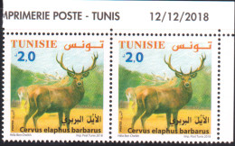 2018 - Tunisie - Faune Terrestre Et Maritime En Tunisie, ---  Cervus Elaphus ----  En Paire 2V Coin Daté   -MNH***** - Tunisie (1956-...)
