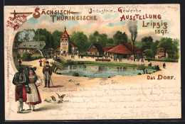 Lithographie Leipzig, Sächsisch-Thüringische Industrie- U. Gewerbe-Ausstellung 1897, Dorf  - Expositions
