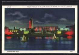 AK Chicago, World`s Fair 1933, Interior Court Of Hall Of Science By Night, Ausstellung  - Exhibitions