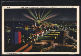 AK Chicago, World`s Fair 1933, Night View Of World`s Fair Grounds From Observation Platform Of Sky Ride, Ausstellung  - Esposizioni