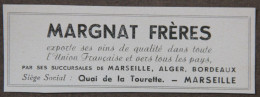 Publicité : MARGNAT Frères, Vins De Qualité, Marseille, 1951 - Werbung