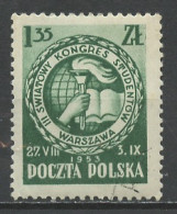 Pologne - Poland - Polen 1953 Y&T N°716 - Michel N°812 (o) - 1,35z Congrès Des étudiants - Gebruikt