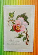 Ancienne Mignonnette  Petite Carte De Vœux 1886  - Fleur, églantine - Légèrement Gaufrée - Andere & Zonder Classificatie