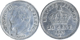 FRANCE - 1867 - 20 Centimes Napoléon III - Paris (A) - Argent - 20-012 - 20 Centimes
