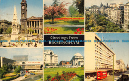 R070269 Greetings From Birmingham. Multi View. Bamforth. Color Gloss. 1966 - Monde