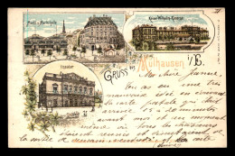 68 - MULHOUSE - MULHAUSEN - CARTE LITHOGRAPHIQUE GRUSS - VOYAGE EN 1897 - Mulhouse