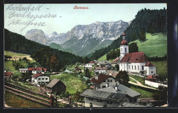 AK Ramsau / Berchtesgaden, Ortsansicht Mit Kirche Und Bergen  - Berchtesgaden